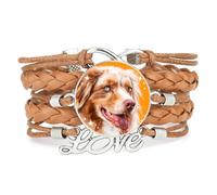 Fantastic Big Eyes Shepherd Dog Love Adjustable Leather Braided Bracelet Br