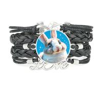 Fantastic Creative Big Eyes Rabbit Love Adjustable Leather Braided Bracelet | Multilayer,Punk,Wristband,Handmade,Gift,Bangle,Accessory, Girlfriend,Lover,Ethnic,Friendship ,Birthday,Christmas,Music