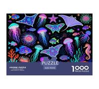 Fantastic Creatures of The Deep Sea Wooden Jigsaw Puzzle Waterproof 1000 Piece Puzzles for Adults Impossible Challenging Games