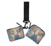 Fantastic Deer Mysterious Color Women's Wallets Card Cases Slim Detachable Zipper Coin Purse Wallet with Keychain for Work Travel 2 Pcs, fantastic deer mysterious color, One Size, Casual