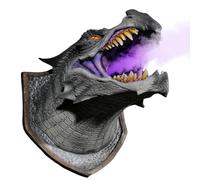 Fantastic Dragon Wall Sculpture, 3D Smoke LED Dragon Head Sculpture, Scary Dragon Sculpture with LED Light Eyes, Room Decoration for Home, Offices, Hall Decoration