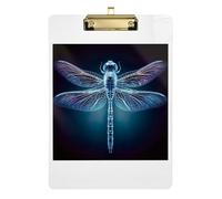 Fantastic Dragonfly Clipboard Acrylic Writing Clipboards A4 Standard Size Clipboard Hardboard with Low Profile Metal Clip for Classrooms, Restaurants, School 12.5 x 9 Inches