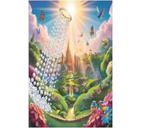 Fantastic Fantasy Kingdom Garden with Flowers & Butterflies 500 Piece Wooden Jigsaw Puzzle for Adults Teens, Home Decor Gift, 20.5x15 Inch