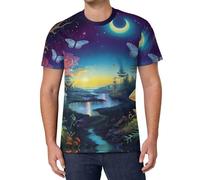 Fantastic Forests Moon Mushroom Men's T-Shirts Classic Short Sleeve Crew Neck Tee Summer Casual Tops Graphic 6XL