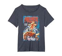 Fantastic Four Comic Cover T-Shirt, Women's Plus, Heather Blue, 2X