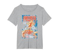 Fantastic Four Comic Cover T-Shirt, Women's Plus, Heather Grey, 1X