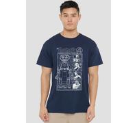 Fantastic Four First Family And Herbie Blueprint T-Shirt, Navy Marvel Navy S