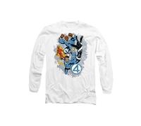 Marvel Fantastic Four The First Family Together Unisex Long Sleeve T Shirt, White, M