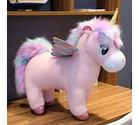 Fantastic Glow Rainbow Wings Unicorn Toy Giant Unicorn Toy Stuffed Animal Doll Fluffy Hair Fly Horse Toys for Children Kid 35cm Pink