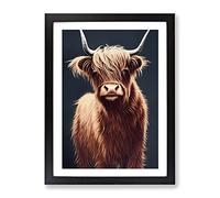 Fantastic Highland Cow Framed Print | A3 Black Framed Wall Art | Ready to Hang | Modern Animal Picture | Living Room Bedroom Lounge Office