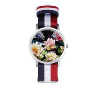 Fantastic Lotus Flower Sport Watch for Men Women Nylon Strap Wrist Watch Analog Quartz Watch