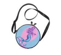 Fantastic Mermaid Round Cross Body Purse for Women Trendy with Adjustable Strap Women's Shoulder Handbags Walk the dog Canvas Messenger Purse