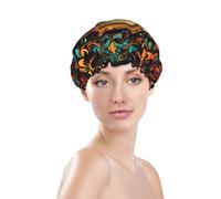 Fantastic mirror Shower Cap for Women Reusable Bath Cap Upgrade Double Layers Bathing Hat Waterproof Elastic Bath Hair Caps for Women Ladies Spa Salon Hair Bath Hat