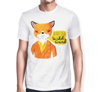 Fantastic Mr. Fox Because I'm A Wild Animal T-Shirt, Wes Anderson Movie Tee(Medium)