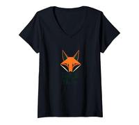 Fantastic Mr. Fox: Clever Woodland Creature Art V-Neck T-Shirt, Women, Black, XL