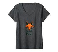 Fantastic Mr. Fox: Clever Woodland Creature Art V-Neck T-Shirt, Women, Dark Heather Grey, XXL