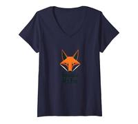 Fantastic Mr. Fox: Clever Woodland Creature Art V-Neck T-Shirt, Women, Navy, XL