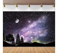 Fantastic Night Starry Sky Photography Backdrop Universe Nebula Sparkling Stars Meteor Moon Trees Background Kids Birthday Party 250x180CM