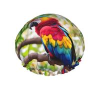 Fantastic Parrot Feather 1 Print Double Layer Shower Cap Reusable Lightweight And Soft Bath Hair Cap For Women