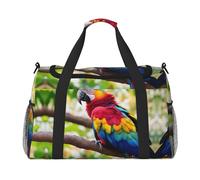 Fantastic Parrot Feather 1 Print Everyday Use Travel Duffle Bag Large Capacity Travel Bag Stylish Functional Bag, Black, One Size