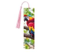 Fantastic Parrot Feather 1 Print Wood Bookmark for Women Men,with Tassels Reading Bookmarks for Book Lovers,Gifts