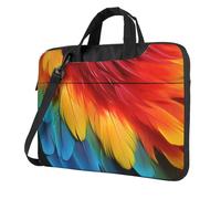 Fantastic Parrot Feather Laptop Bag Shockproof Computer Carrying Case with Shoulder Strap Messenger Shoulder Bag Briefcase, Black, 14 inch