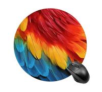 Fantastic Parrot Feather Mouse Pad with Non-Slip Rubber Base,Small Round Mousepad 7.8" Diameter,Mouse Mat for Computers, Laptop, Gaming, Office & Home