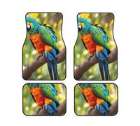 Fantastic Parrot Feather Print 4-Piece Car Floor Mats Set Waterproof Foot Pads Full Coverage Vans Sedans Trucks