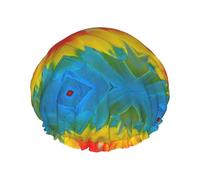 Fantastic Parrot Feather Print Bath Hair Cap Double Layer Shower Cap For Women And Men Reusable Lightweight Soft