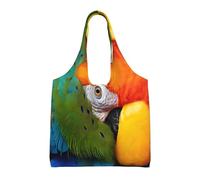 Fantastic Parrot Feather Print Canvas Tote Bag Shoulder Handbag Large Capacity Shopping Bag