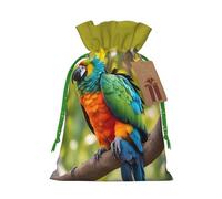 Fantastic Parrot Feather print Christmas Bag - Premium Holiday packet, Festive Xmas Packaging with Joyful Designs
