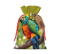 Fantastic Parrot Feather print Christmas Bag - Premium Holiday packet, Festive Xmas Packaging with Joyful Designs