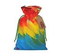 Fantastic Parrot Feather Print Christmas Bags Holiday Present Drawstring Gift Sacks Birthday Xmas Party Favors