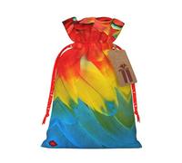 Fantastic Parrot Feather Print Christmas Bags Holiday Present Drawstring Gift Sacks Birthday Xmas Party Favors