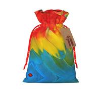 Fantastic Parrot Feather Print Christmas Drawstring Gift Bags Holiday Present Sack Xmas Decor Reusable Pouches