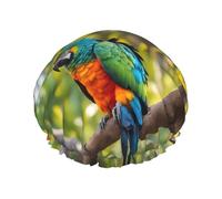 Fantastic Parrot Feather Print Double Layer Shower Cap Reusable Lightweight And Soft Bath Hair Cap For Women