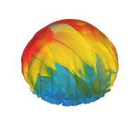 Fantastic Parrot Feather Print Double Layer Waterproof Shower Cap Women Men Reusable Bath Hair Caps Elastic Band