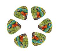 Fantastic Parrot Feather Print Guitar and Ukulele Picks For Music Lovers 12 PCS Mixed Gauges(0.46/0.71/0.96mm)