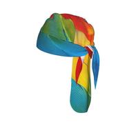 Fantastic Parrot Feather Print Head Scarf Cycling Cap Under Helmet Breathable Quick Dry Tie Back Modern Fit Motorcycle Liner