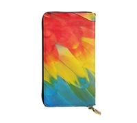 Fantastic Parrot Feather Print Leather Long Clutch Wallet â€“ Fashionable Personalized Wallet, Multiple Card Slots, Gift Ready, Black, One Size