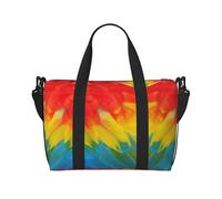Fantastic Parrot Feather Print oblique across Hand Travel Bag Polyester Women Men Overnight Duffel Carry-on Tote Bag, Black, One Size, Black, One Size
