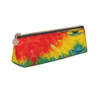 Fantastic Parrot Feather Print Student Pencil Case Large Capacity Triangle Pouch Daily Essentials School College