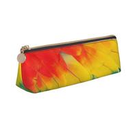 Fantastic Parrot Feather Print Student Pencil Case Large Capacity Triangle Pouch Daily Essentials School College