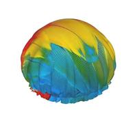 Fantastic Parrot Feather Printed Hair Wrap, Double Layer Shower Cap For Women, Reusable Hair Protector For Bathing