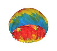 Fantastic Parrot Feather Shower Cap For Women, Elastic And Reusable,Double Waterproof Layers Bathing Hat