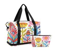 Fantastic Plants Colorful Foldable Travel Duffel Bags Overnight Bag with Toiletry Bag for Trip