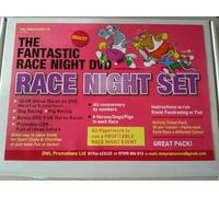 FANTASTIC RACE NIGHT SET - ALL YOU NEED TO PUT ON A RACE NIGHT CHOOSE WHICH DVD YOU WANT SET1 (ORANGE) SET 2 (BLUE) OR SET 3 (PINK) + 1DOG AND 1 PIG RACE + BONUS DVD + PERFORATED TICKET SET.