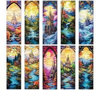 Fantastic Stained Glass Transparent Bookmark - Wxiben 10 Pcs Moon Castle Transparent PVC Bookmark Dark Romance Book Mark Page Clips Gifts for Women Men Book Lovers Teacher Student Bookish Readers