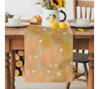 Fantastic Star Table Runner 13x70 Inches Long Dreamy Watercolor Teal Orange Starry Sky Cotton Linen Table Runner Burlap Style for Dinner Table Party Decor Tabletop Decorations