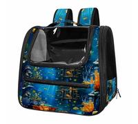 Fantastic Underwater World Breathable Cat Carrier Backpack - Lightweight Pet Travel Bag for Kitties, Small Dogs & Puppies | Airline-Approved, Anti-Escape Design